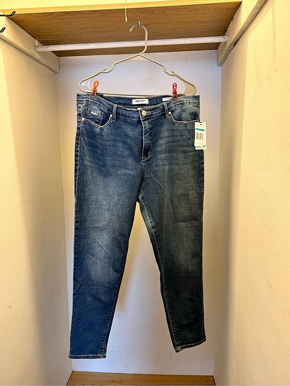 Nine West Cigarette High Rise Skinny Jeans Modena Blue Waist 16
